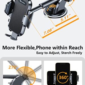 DesertWest [Original Mechanical Arm] Phone Mount for Car Dashboard & Windshield Universal Car Phone Holder with Strong Suction Cup Base Fit for iPhone 14 Pro Max 13 12X XS, Galaxy S23 S22 All Phones