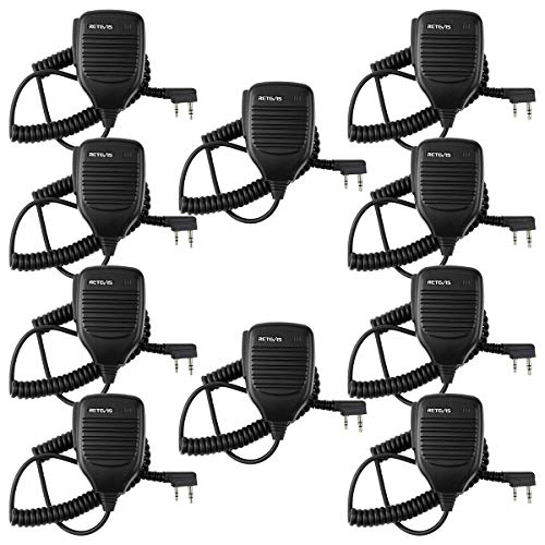 Retevis HK001 2 Pin Speaker Mic Walkie Talkies Microphone for Arcshell AR-5 Baofeng UV-5R BF-888S Retevis H-777 RT21 RT22 RT27 Two Way Radios (10 Packs, Black)