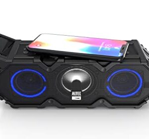 Altec Lansing LifeJacket XL Jolt with Lights, Built In Qi Wireless Charger, Waterproof, Snowproof, Shockproof and it Floats in Water, Up to 20 Hour Battery Life, Black