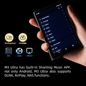 SHANLING M3 Ultra MP3/MP4 Player,Portable Hi-Res Bluetooth Audio Player,4.2inch LCD Touch Screen|MQA 16X|2.4G/5G|3500mAh| 3+32GB+2TB Scalable|Android 10|Dual ES9219C DAC/AMP|3.5mm&4.4mm Output (Black)