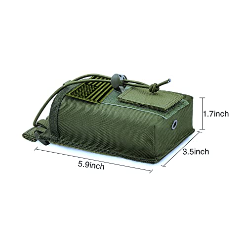 Tactical Radio Holder Molle Radio Pouch Case Heavy Duty Radios Holster Bag for Two Ways Walkie Talkies Adjustable Storage with 1 Pack Patch (Green)