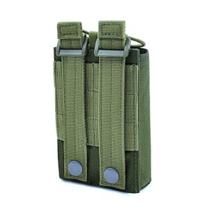 Tactical Radio Holder Molle Radio Pouch Case Heavy Duty Radios Holster Bag for Two Ways Walkie Talkies Adjustable Storage with 1 Pack Patch (Green)