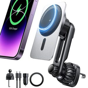 lisen for magsafe car mount charger – magsafe wireless car charger – magnetic air vent car phone holder – 15w fast charging compatible with iphone 14/13/13 series