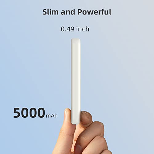 imuto [2-Pack] Magnetic Wireless Power Bank 5000mAh Mag-Safe Battery Pack Ulrt Slim Mini Portable Charger with USB C Port for iPhone 14/14 Pro/14 Pro Max 13/13 Pro/Mini/13 Pro Max/12/12 Pro/12 ProMax