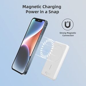 imuto [2-Pack] Magnetic Wireless Power Bank 5000mAh Mag-Safe Battery Pack Ulrt Slim Mini Portable Charger with USB C Port for iPhone 14/14 Pro/14 Pro Max 13/13 Pro/Mini/13 Pro Max/12/12 Pro/12 ProMax