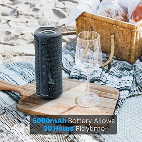 MIATONE Portable Bluetooth Speakers 36W Stereo Sound Bass Boost, Bluetooth 5.3 Wireless Speaker USB Type C Outdoor, 5000mAh 16H Playtime IPX7 Waterproof, Color Lights Speaker - Blue