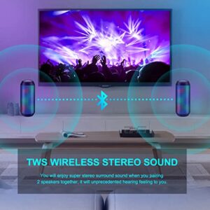 CLEVER BRIGHT Portable Wireless Bluetooth Speakers 7 LED Lights Patterns Wireless Speaker V5.0 Hi-Fi Bass Powerful Sound Built-in Microphone, HandsFree, Audio-Auxiliary,Valentines Day Gifts