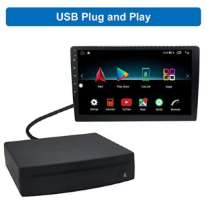 External CD Player for Car via USB Radio Connection,Vehicle Portable CD Player for Android Navigation/TV/PC with USB Plug and Play