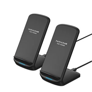 NANAMI Wireless Charger [2 Pack] - 10W Qi-Certified Fast Wireless Charging Stand for Apple iPhone 14/14 Pro/13/12/11/X/XR/8, Cordless Phone Charger Dock for Samsung Galaxy S23/S22/S21/Note 20, Pixel 6