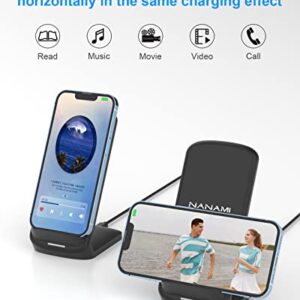 NANAMI Wireless Charger [2 Pack] - 10W Qi-Certified Fast Wireless Charging Stand for Apple iPhone 14/14 Pro/13/12/11/X/XR/8, Cordless Phone Charger Dock for Samsung Galaxy S23/S22/S21/Note 20, Pixel 6