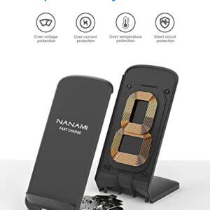 NANAMI Wireless Charger [2 Pack] - 10W Qi-Certified Fast Wireless Charging Stand for Apple iPhone 14/14 Pro/13/12/11/X/XR/8, Cordless Phone Charger Dock for Samsung Galaxy S23/S22/S21/Note 20, Pixel 6