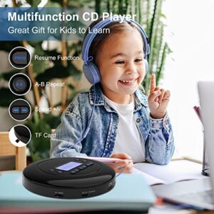 CD Player Portable,Bluetooth CD Player with Dual Headphone Jack for Home, Rechargeable Walkman Small CD Player for Car,CD Player with Bluetooth Visibility LCD Screen