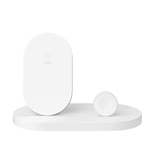 Belkin 3-In-1 Wireless Charging Station - Fast Wireless Charging For Apple Iphone 14, Iphone 13 & Iphone 12 Series & Apple Watch (All Series) - With Additional USB A Port For Multiple Devices (White)