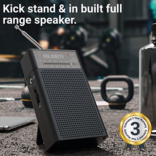 Rechargeable FM/AM Pocket Radio | Mini Portable Radio with 10 Hours of Playback, USB Charging and Headphone Jack | Majority Belford Go FM and AM Radio | Clear Sound Quality and Excellent Reception