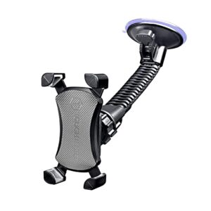 ToughTested Mammoth Windshield Mobile Mount, Features Double-Ribbed Gooseneck Arm, Expandable Claw Grip Holder with 360 Degree Rotation, Extra Large Suction Cup, Quick Release Button