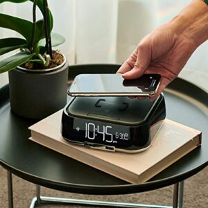 Brandstand | CubieTrio | User Friendly & Convenient Charging Alarm Clock| Qi Wireless Charger | 2 USB Ports | 2 Tamper Resistant Sockets