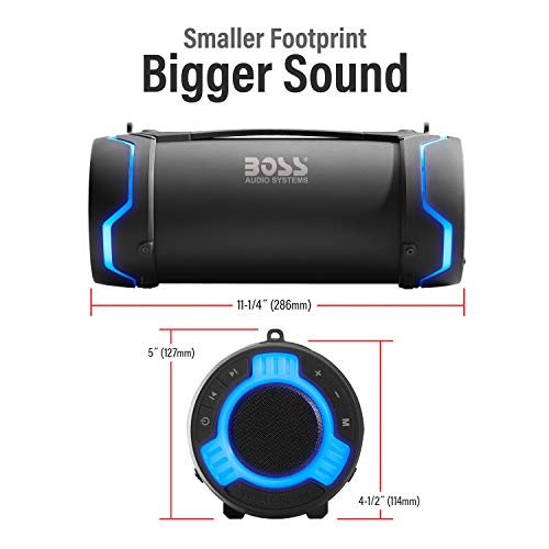 BOSS Audio Systems Tube Portable Weatherproof Bluetooth Stereo Speaker - 3-Inch, Full Range, Tweeters, 8 Hours of Play Time, Sold Individually