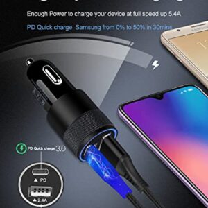 Fast C Type Charger Kit for Samsung Galaxy S23 S22 S22+ S21 Ultra 5G S20 S10 S10E A51 A71 Note 20 Tab S8 Google Pixel 7 Pro 7 6a 6 6Pro, 20W PD Wall Plug+30W Car Adapter+2 x 60W C to USB-C Cables-6Ft