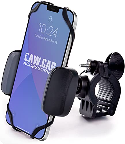 CAW.CAR Accessories The Only Metal Bike & Motorcycle Phone Mount - for Any Smartphone (iPhone 14, Galaxy S22). Unbreakable Handlebar Cell Phone Holder for Bike & Bicycle