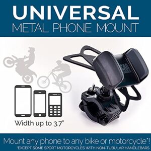 CAW.CAR Accessories The Only Metal Bike & Motorcycle Phone Mount - for Any Smartphone (iPhone 14, Galaxy S22). Unbreakable Handlebar Cell Phone Holder for Bike & Bicycle