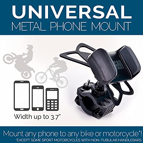 CAW.CAR Accessories The Only Metal Bike & Motorcycle Phone Mount - for Any Smartphone (iPhone 14, Galaxy S22). Unbreakable Handlebar Cell Phone Holder for Bike & Bicycle