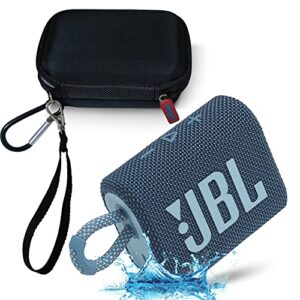 jbl go 3 waterproof ultra portable bluetooth speaker bundle with megen hardshell case (blue)