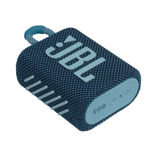 JBL GO 3 Waterproof Ultra Portable Bluetooth Speaker Bundle with Megen Hardshell Case (Blue)
