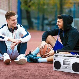 ION Audio Boombox Deluxe Stereo with Bluetooth AM/FM Radio Cassette Dual Speakers Full-Range Bass & Mic (Renewed)