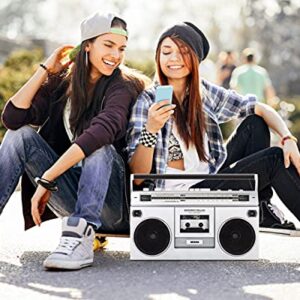 ION Audio Boombox Deluxe Stereo with Bluetooth AM/FM Radio Cassette Dual Speakers Full-Range Bass & Mic (Renewed)