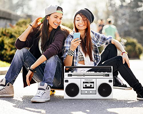 ION Audio Boombox Deluxe Stereo with Bluetooth AM/FM Radio Cassette Dual Speakers Full-Range Bass & Mic (Renewed)