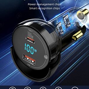 100W USB C Car Charger, Baseus PD3.0 QC4.0 PPS Super Fast Charging Type C Car Charger with LED Display Adapter for iPhone 14/13/ Pro Max Samsung Galaxy S22/S21 Ultra/Tab S8 iPad MacBook Laptop