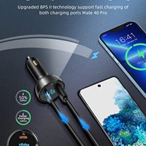 100W USB C Car Charger, Baseus PD3.0 QC4.0 PPS Super Fast Charging Type C Car Charger with LED Display Adapter for iPhone 14/13/ Pro Max Samsung Galaxy S22/S21 Ultra/Tab S8 iPad MacBook Laptop