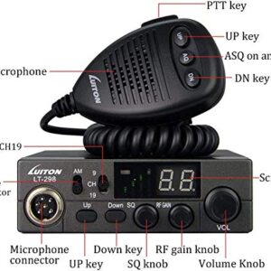 LUITON 40-Channel CB Radio LT-298 Compact Design with External Speaker Jack, Large Easy to Read LED Display Compatible with 12-24V Voltage