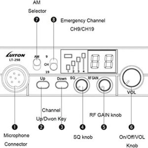 LUITON 40-Channel CB Radio LT-298 Compact Design with External Speaker Jack, Large Easy to Read LED Display Compatible with 12-24V Voltage