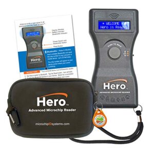 hero pet microchip reader, bluetooth, includes case and test chip