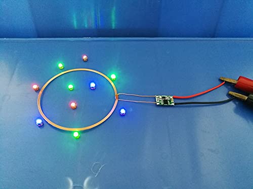 Taidacent 80mm Long Distance 5V Wireless LED Coil Inductive Coil and Ten Colorful Wireless LEDs Lights Brightness Adjustable Wireless LED Induction Wireless Charging Module