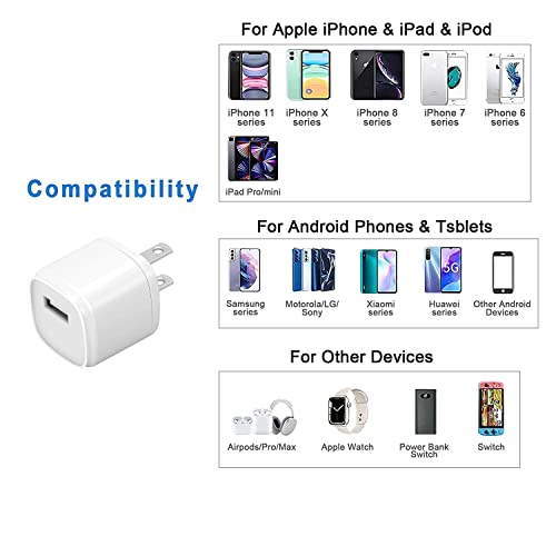 USB Wall Charger Block,ZLONXUN 3-Pack 5V Charger Plug Charging Cube Compatible with iPhone, iPod,Watch,eReader and More (3 Pack)