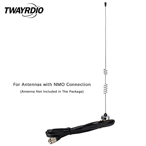 TWAYRDIO NMO Antenna Mount, 3/8" Hole Mount with 13ft Low Loss RG58 Coaxial Cable PL259 Plug for NMO Installation HF VHF UHF CB Radio Antenna