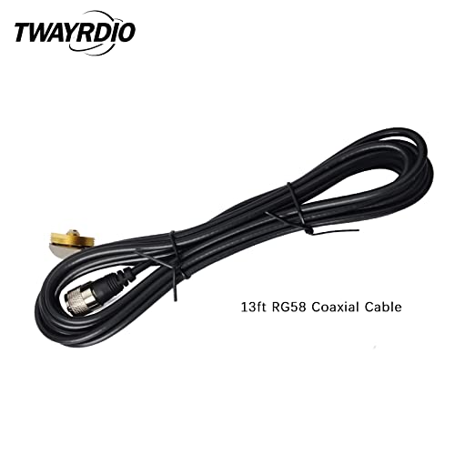 TWAYRDIO NMO Antenna Mount, 3/8" Hole Mount with 13ft Low Loss RG58 Coaxial Cable PL259 Plug for NMO Installation HF VHF UHF CB Radio Antenna