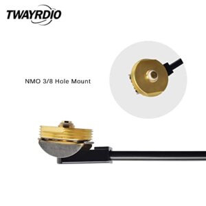 TWAYRDIO NMO Antenna Mount, 3/8" Hole Mount with 13ft Low Loss RG58 Coaxial Cable PL259 Plug for NMO Installation HF VHF UHF CB Radio Antenna