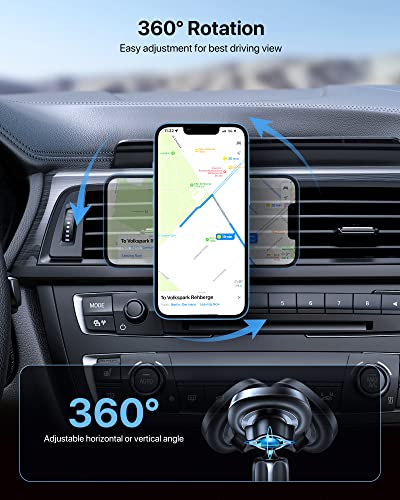 Miracase MagSafe Car Mount [16 Strongest Magnets] 2 in 1 Super Stable Dashboard & Air Vent Car Phone Mount Compatible with iPhone 14 13 12 Pro Max Plus Mini All Phones (Black)