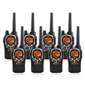 Midland GXT1000VP4 50 Channel GMRS Two-Way Radio - Up to 36 Mile Range Walkie Talkie - Black/Silver (Pack of 8)
