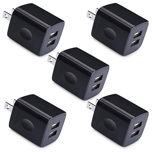 Charger Box, Charging Cube 5 Pack, Dual USB Wall Charger 5V 2A Power Adapter Charger Block Brick Outlet Plug for iPhone 13 12 11 Xs X 8 7 6s, iPad, Samsung Galaxy S20 FE A53 A13 A23 F23 S22 S21 FE S20