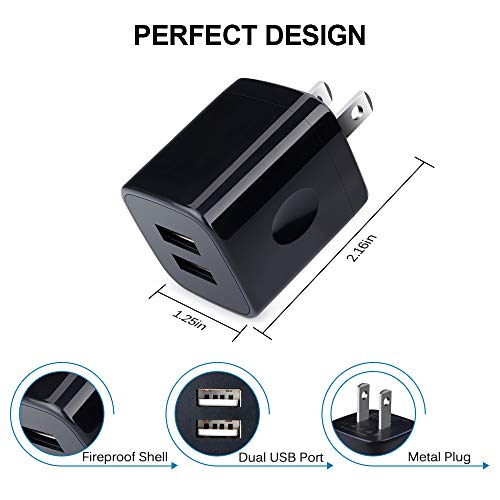 Charger Box, Charging Cube 5 Pack, Dual USB Wall Charger 5V 2A Power Adapter Charger Block Brick Outlet Plug for iPhone 13 12 11 Xs X 8 7 6s, iPad, Samsung Galaxy S20 FE A53 A13 A23 F23 S22 S21 FE S20
