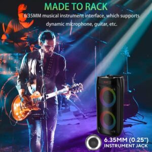 10W Bluetooth Speaker, Portable Wireless Speakers with Double Subwoofer Heavy Bass, Bluetooth 5.0, Colorful Lights, 4000 mAh, FM Radio, Remote, EQ, Loud Stereo Speaker for Home Outdoor Party (Black)