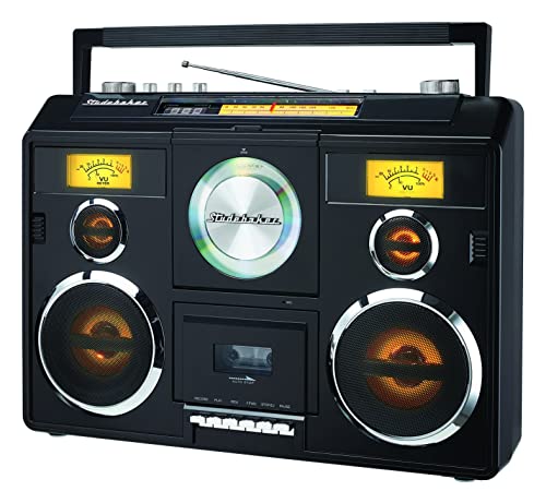 Studebaker Sound Station Portable Stereo Boombox with Bluetooth/CD/AM-FM Radio/Cassette Recorder (Black)