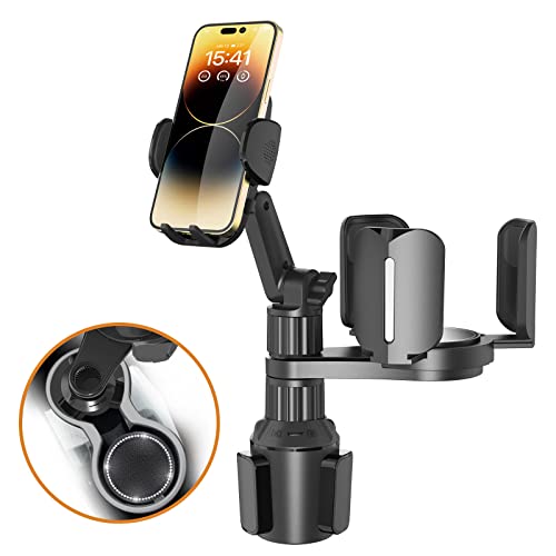 Cup Holder Phone Mount 2 in 1,Phone Holder Mount Cup Adjustable Base for iPhone 13/14 Samsung All 4-6" Phone Compatible with Yeti 20/26/30 Oz,Hydro Flasks 32/40 Oz,Camelbak 32/40 Oz and Bottles Mugs