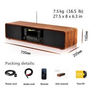 KEiiD CD Player for Home with Bluetooth Stereo System Wooden Desktop Speakers FM Radio USB SD AUX Remote Control, 28 Inch Long 20 Pounds Weight