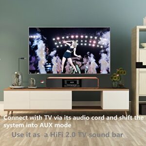 KEiiD CD Player for Home with Bluetooth Stereo System Wooden Desktop Speakers FM Radio USB SD AUX Remote Control, 28 Inch Long 20 Pounds Weight