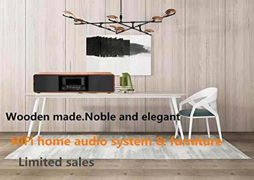 KEiiD CD Player for Home with Bluetooth Stereo System Wooden Desktop Speakers FM Radio USB SD AUX Remote Control, 28 Inch Long 20 Pounds Weight